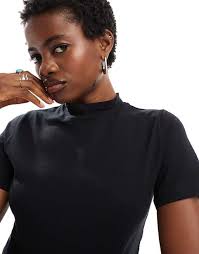 Noisy May mock neck mini skater dress in black