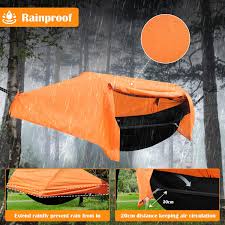 Finally, set up the bug net around your hammock. Patent Camping Hammock With Mosquito Net And Rainfly Cover Orange Gre Hammock Town