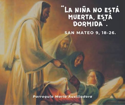 Parroquia - Evangelio según san Mateo 9, 18-26. En aquel tiempo, mientras Jesús hablaba, se acercó un personaje que se arrodilló ante él y le dijo: “Mi hija acaba de morir. Pero