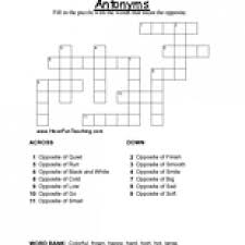 Antonyms Crossword Puzzle Antonyms Antonyms Worksheet Crossword Puzzle