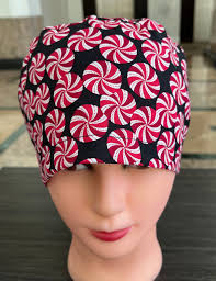 Black Peppermint Winter, Christmas Scrub Cap