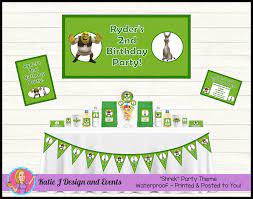 Trumps urban jungle themed birthday party poster. Personalised Shrek Birthday Party Decorations Katie J Design And Events