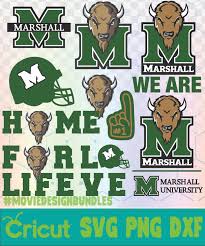 The free cut files include one (1).zip file with: Marshall Thundering Herd Football Ncaa Logo Svg Png Dxf Movie Design Bundles