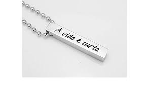 Save $2.00 with coupon (some sizes/colors) $4.99 shipping. Amazon Com Personalized Inspirational Necklace Latin Jewelry Custom Quote Engraved 4 Sided Silver Bar 3d Vertical Stainless Steel Pendant Ball Chain Handmade