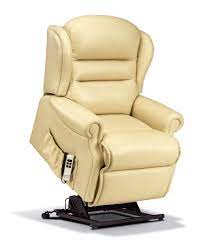 Swivel reclining chairs provide movement and the ability to face any direction while seated—great for areas that are adjacent to multiple rooms; Sherborne Ashford Petite Leather Rise Recliner Chairs Recliners And Beds