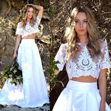 Unfollow two piece wedding dresses to stop getting updates on your ebay feed. 2016 Two Pieces Summer Bohemian Beach Wedding Dress Wedding Bridal Gown Custom Two Piece Wedding Dress Short Wedding Dress Lace Wedding Dress Vintage