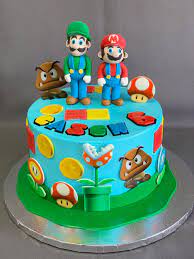 Amazing toy figures iced in butter cream and with fondant decorations look really outstanding. Super Mario Birthday Cake Skazka Desserts Bakery Nj Custom Birthday Cakes Cupcakes Shop