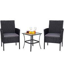 Viogarden 3 Piece Patio Furniture Set Small Outdoor Wicker Patio Set Front Porch Fu Porch Furniture Sets Outdoor Patio Furniture Sets Outdoor Furniture Decor