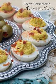 Bacon Horseradish Deviled Eggs From Valerie S Kitchen Horseradish Deviled Eggs Deviled Eggs Egg Recipes
