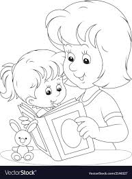 Mother And Daughter Reading Vector Image On Vectorstock Cute Coloring Pages Coloring Pages Winter Sports Coloring Pages