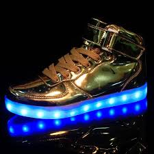 Merkmak Hot Sale Golden Silver Big Size 46 Led Shoes Men Women Glowing Cool Light Flat Shoes High Top Light Up Boots Light Up Shoes Led Shoes Light Up Sneakers