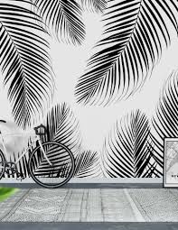 Black And White Mural Wall Palm Leaves Black White 2 Wallpaper Wall Murals Mural Mural Wall Art