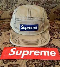 Supreme Contrast Stitch Box Logo Camp Cap Tan Ss18 W Red Bogo Supreme Boxlogocampcap Stitch Box Contrast Stitch Box Logo