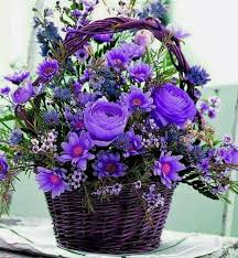 Beautiful Purple Flowers Bouquet Basket Flower Arrangements Purple Flowers Flower Arrangements