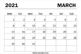 You can personalize the calendar before you print it. Print Calendar 2021 March Monday Start Print Calendar Calendar Printables Calendar 2020