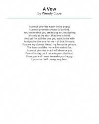 A Vow By Wendy Cope Wedding Reading Weddingceremonyideas Wedding Ceremony Readings Wedding Readings Wedding Poems