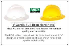 Msa V Guard Full Brim Helmets With Ratchet Suspension Colors White Yellow Msa Vgard Fullbrim Hamlet Ratchetsuspe V Design Head Protection Hard Hats