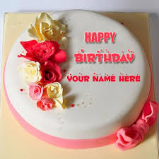 Birthday Wishes With Name And Photo On Cake Name Birthday Wishes Cake Pic With Fondant Flowers Create Name Cake Online Floral Bday Cak Happy Birthday Cake Images Happy Birthday Cakes Birthday Wishes Cake