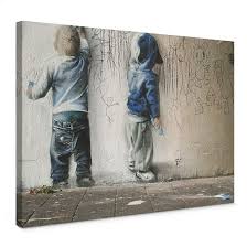 Banksy is coming to fukuoka! Leinwandbild Banksy Boys Drawing Wall Art De