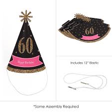 Birthday Hats For Adults Chic 60th Birthday Pink Black And Gold Cone Happy Birthday Party Hats For Kids And Adults Set Of 8 Standard S In 2020 Birthday Party Hats Party Hats Kids Party Hats