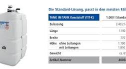 Buderus Schütz Öltank doppelwandig TANK IN TANK Kunststoff 750 1000 und  1500 Liter