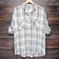 Black And White Flannel Women S Womens Ex Boyfriend Flannel Shirt Black White Plaid With Images Flannel Shirt Black Plaid Shirt Denim Jacket Women