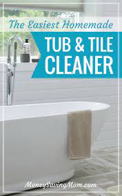 In a spray bottle (8 oz or larger), combine white vinegar and dish soap. Homemade Tub Tile Cleaner