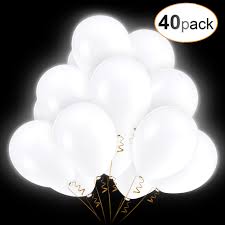 Agptek 40 Pack Led Balloons White Flashing Light Up Balloon With Ribbon For Wedding Party Birthday Festival Carnival Decoration Agptek