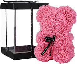 We offer free or express shipping for all order. Nwsx Rose Bear Flower Bear Perfect For Anniversary S Rose Teddy Bear Mothers Clear Gift Box Included 10 Inches Tall Over 200 Flowers Pin 10in Amazon Co Uk Home Kitchen