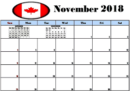 Tiderna i kalender för november 2018 kan avvika om du till exempel bor i norra eller södra sverige. November 2018 Calendar Canada With Holidays November Calendar Holiday Calendar Canada Holiday