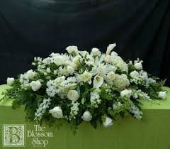 Artificial white faux flowers floral stems plant picks berry blossom tall fall plant outdoor floral arrangement decoration crafts home decor holiday wedding parties 8packs(lily of valley white flower). White Casket Spray Funeral Floral Arrangements Funeral Flowers Sympathy Flowers