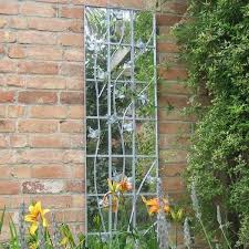 Garden Large Mirror Galvanised Metal Leaf Patio Decorations Outdoor Ornament Garden Mirrors Outdoor Mirror Garden Trellis
