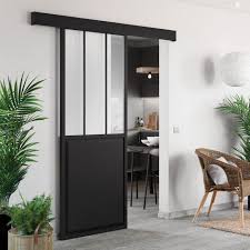 Rail Coulissant Et Habillage Yumbo 2 Artens Noir Pour Porte 63 73 83 93 Cm Au Meilleur Prix En S Porte Coulissante Atelier Porte Coulissante Rail Coulissant