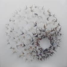Ethereal Woven Metal Leaf And Seed Installations By Michelle Mckinney Bird Art Art Inspiration Sculpture Art