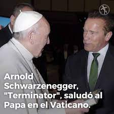 ACI Prensa - Papa Francisco recibe a Arnold Schwarzenegger en el Vaticano |  Facebook