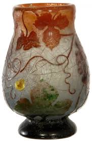 Description Rare 6 Signed Daum Nancy Four Color French Cameo Art Glass Pedestal Vase Carved Vintage Decor With Spider We Daum Nancy Art Deco Glass Glass Art