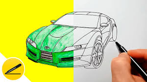 Follow the simple instructions and in no time you've created a great looking cartoon car drawing. How To Draw A Car Toyota Step By Step Drawing For Kids Youtube