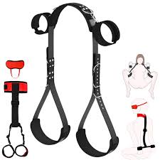 BDSM Sex Bondage Thigh Sling,【2 Pacotes】 Kit de Restrições de Cama de Couro  PU, Alças de Perna Vermelhas Ajustáveis ​​e Algemas para Jogo de Casais  Adultos SM, Brinquedo Sexual para Mulheres Iniciantes
