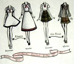 Cartoon vector set, cute paper doll and set of summer clothes. Easy Anime Girl School Uniform Drawing Novocom Top