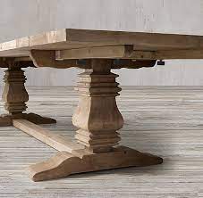Made from solid hardwood and built in the usa. Rh 39 S Salvaged Wood Trestle Rectangular Extension Dining Table Our Salvaged Wood Trestle Table From Timothy Dining Table Antique Table Pedestal Dining Table