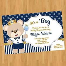 Teddybear Invite For Baby Boy Prince Teddy Bear Baby Shower Invitation Greeting Cards Invitations Com Home Garden