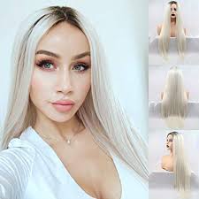 One is to bleach the roots to make them look the the other is to blend the dark roots with blonde hair. Amazon Com Karrisa Hair Platinum Blonde Lace Front Wigs For Women Blonde Long Synthetic Wigs With Dark Roots Ombre Blonde Long Straight Wigs Glueless Heat Resistant Cosplay Daily Party Use 24inches