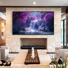 Amazon.com: Purple Forest Waterfall Canvas Wall Art, Nature Prints, Bedroom  & Living Room Wall Decor (Gold Framed, 69"x39"