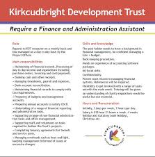 Financial administrative assistants work alongside financial executives and perform a variety of administrative, clerical and basic finance tasks. Job Vacancy Finance Admin Assistant Visit Kirkcudbright Scotland Uk