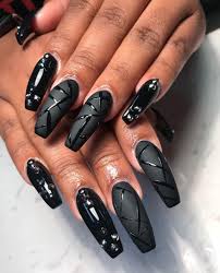 Long Black Almond Shaped Nails Black Long Acrylic Nails Nagels Gelnagels Nagel Ontwerp