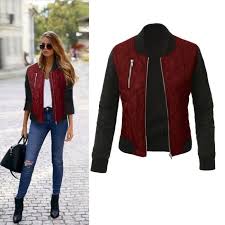 Blouson sans manche ou matelassé : Femme Blouson Jacket Chic Zipper Automne Bordeaux Bordeaux Cdiscount Pret A Porter