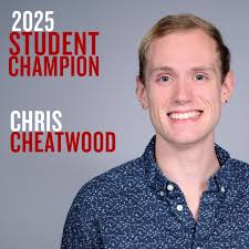 Our next student champion is also from the Student Affairs team. It's  Academic Support Counselor Chris Cheatwood, who goes above and beyond to  support our students every day. Sadly, Chris will be