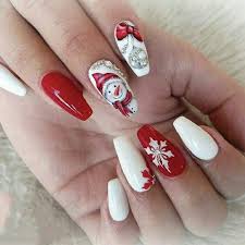 Minimal manicure with a cute twist coffin nails. 16 Classic And Traditional Easy Red Coffin Christmas Nails Designs Christmas Nail Art Designs Christmas Nail Designs Xmas Nails