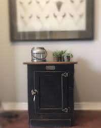 Unique Vintage Black Cabinet White Clad Solid Wood Icebox Tv Stand Cabinet Credenza Cabinet End Tab End Table Makeover Vintage Ice Box Nightstand Makeover