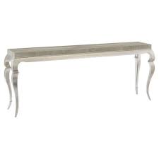 Fine carved console with silver leaf paper. Caracole Shes Got Legs Modern Classic Silver Leaf Curved Legs Rectangular Console Table Long 53 75 W Kathy Kuo Home